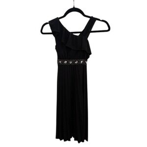 Speechless Black Beaded Waist Ruffled One Shoulder Party Dress Girls Size 10‎